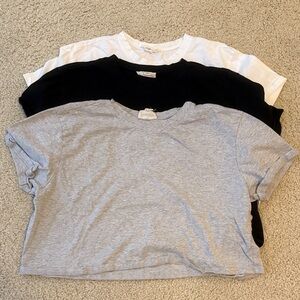 OPEN EDIT 3-Pack Basic Cropped Tee Set - Gray, Black, White